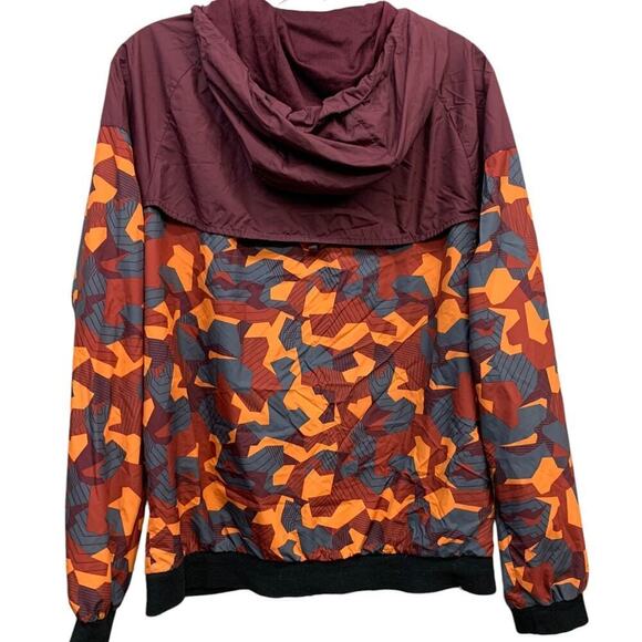 Vintage Nike Full Zip XL Hooded Windbreaker Jacket Geometric Maroon SZ M - Picture 5 of 8